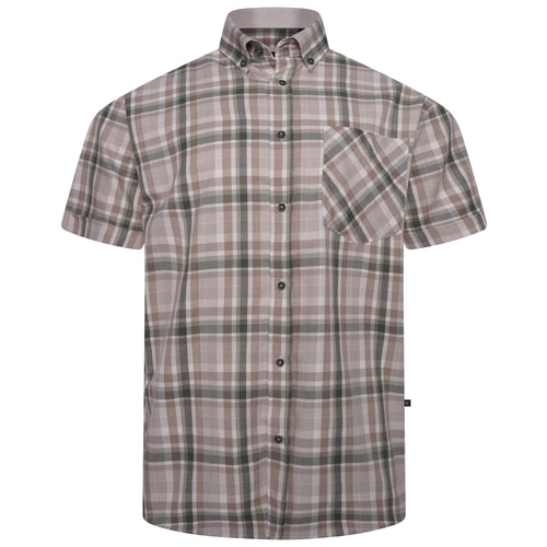 KAM Short Sleeve Check Shirt Stone